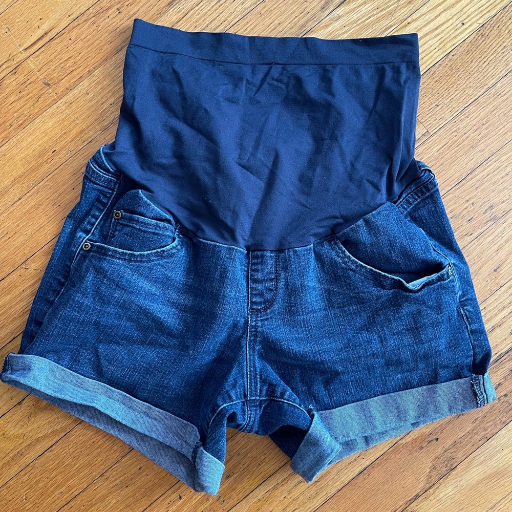 a:glow Maternity Denim Boyfriend Shorts size 14
